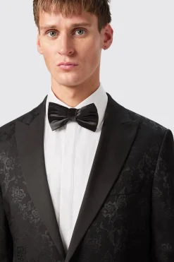 Compt Slim Fit Black Floral Jacquard Jacket