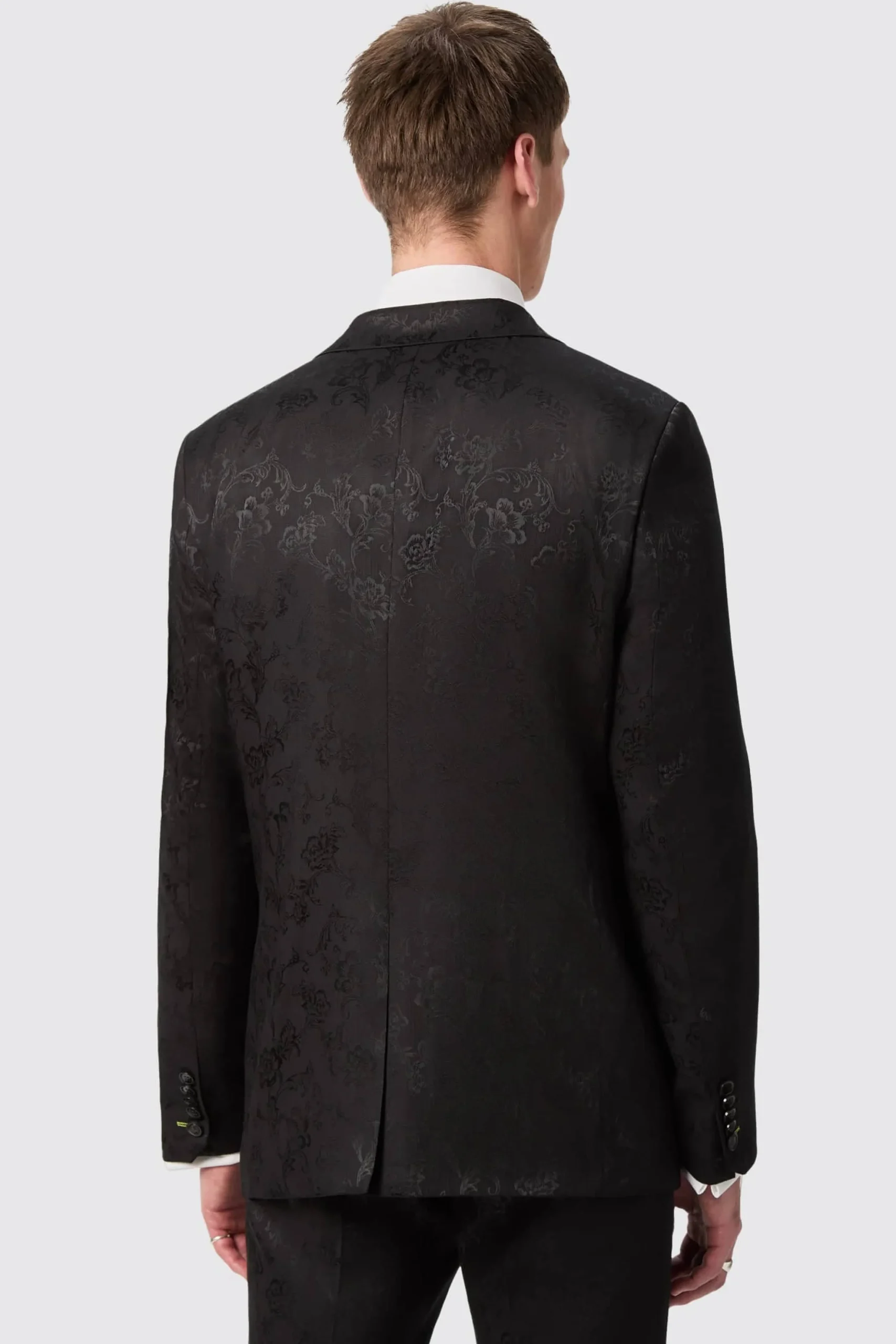 Compt Slim Fit Black Floral Jacquard Suit