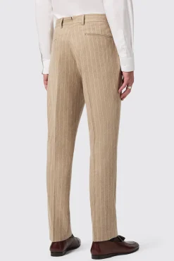 Cornwall Slim Fit Beige Pinstripe Trousers