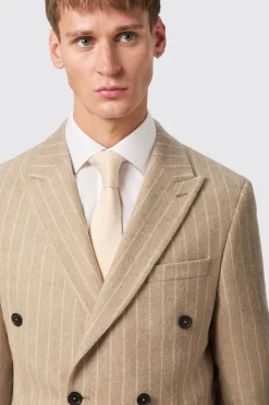 Cornwall Slim Fit Beige Pinstripe Double Breasted Suit