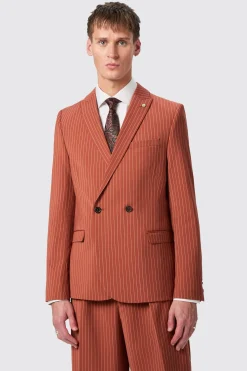Cortese Oversized Burnt Orange Pinstripe Jacket