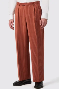 Cortese Oversized Burnt Orange Pinstripe Trousers