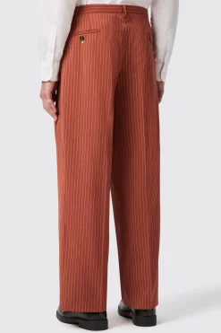 Cortese Oversized Burnt Orange Pinstripe Trousers