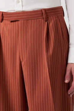 Cortese Oversized Burnt Orange Pinstripe Trousers