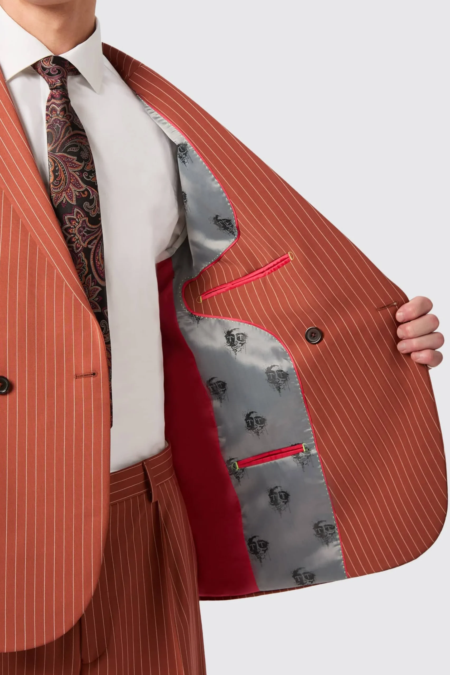 Cortese Oversized Burnt Orange Pinstripe Jacket