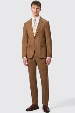 Cuttel Slim Fit Brown Pinstripe Suit