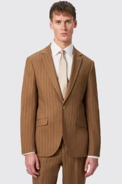 Cuttel Slim Fit Brown Pinstripe Suit