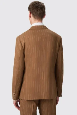 Cuttel Slim Fit Brown Pinstripe Suit