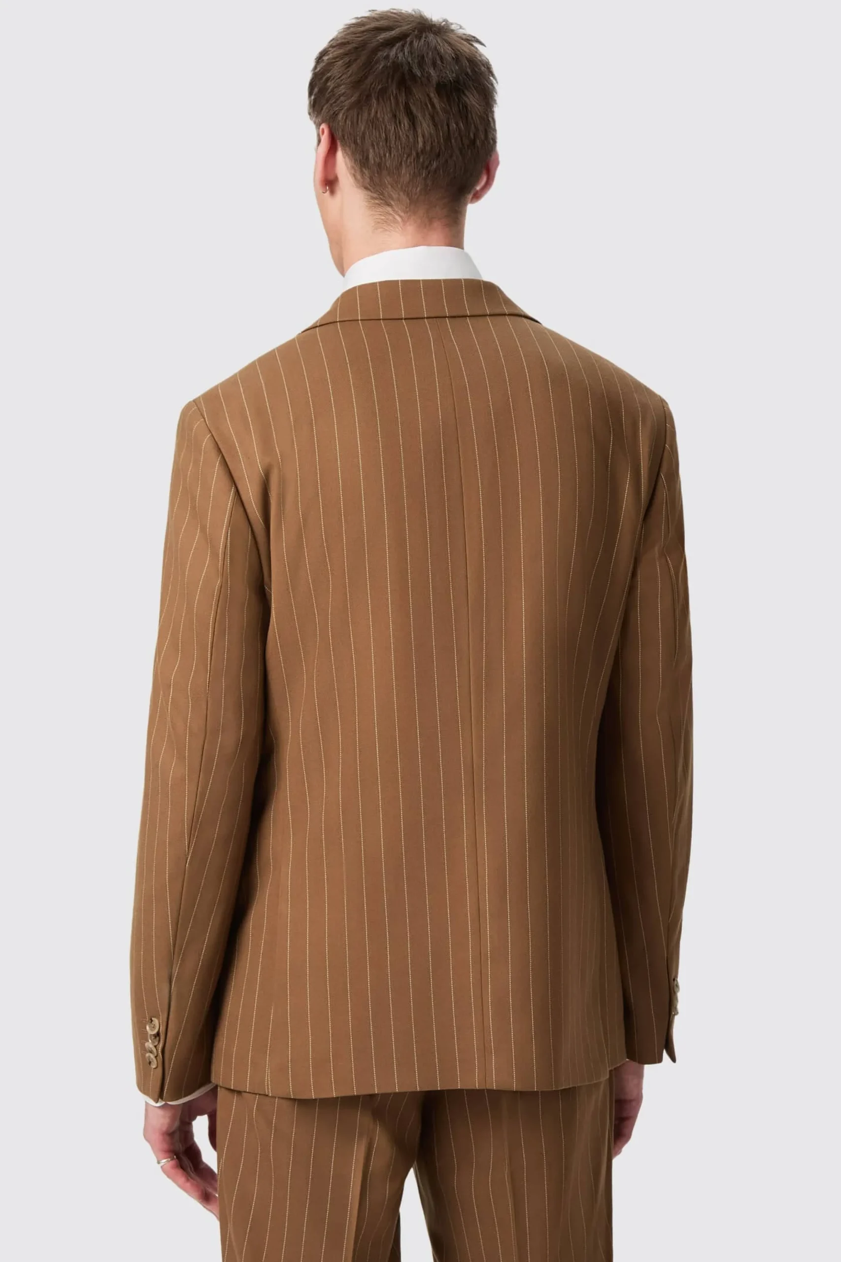 Cuttel Slim Fit Brown Pinstripe Suit