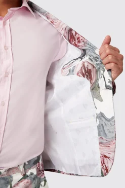 Dali Skinny Fit White Cotton Floral Jacket