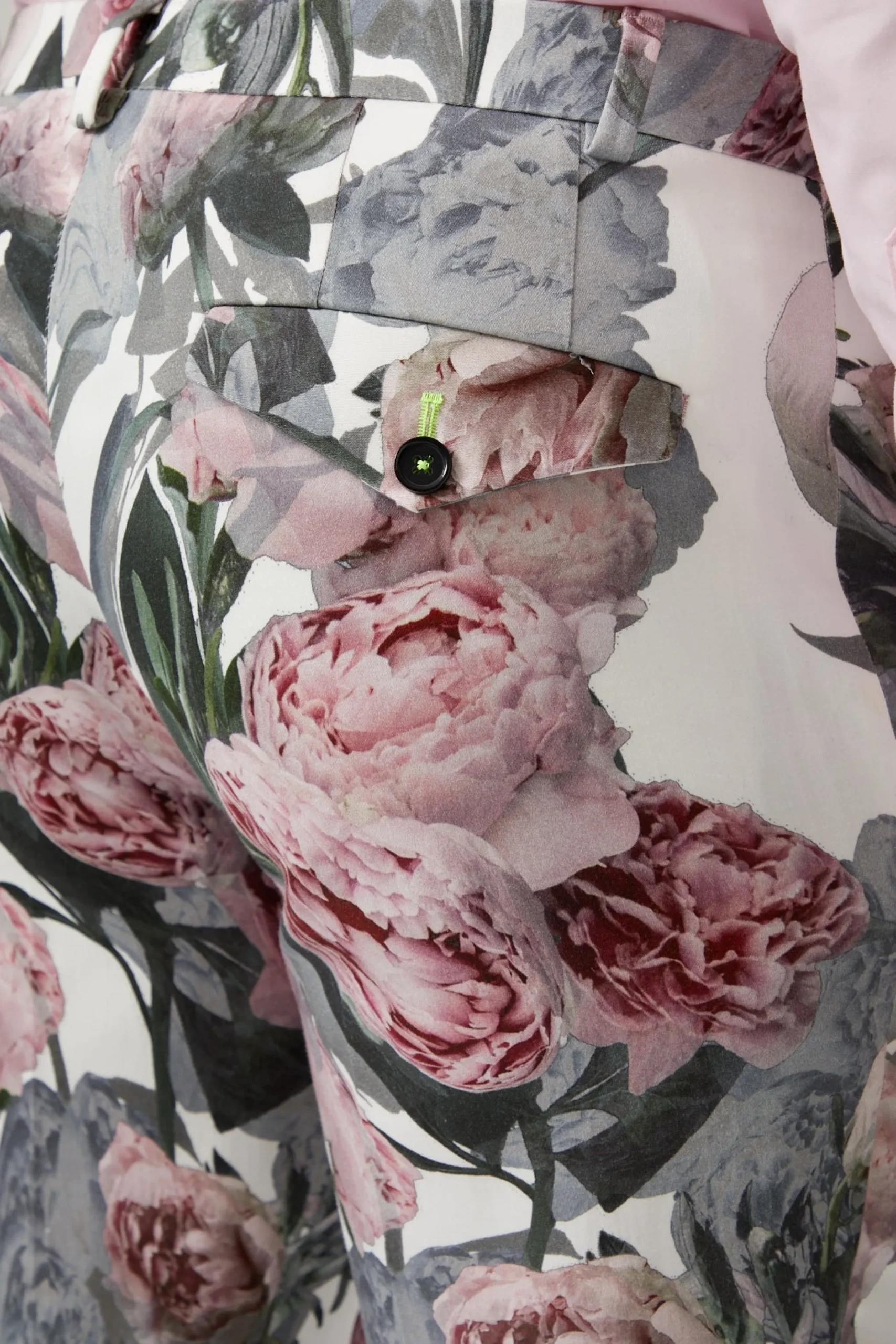 Dali Skinny Fit White Cotton Floral Trousers