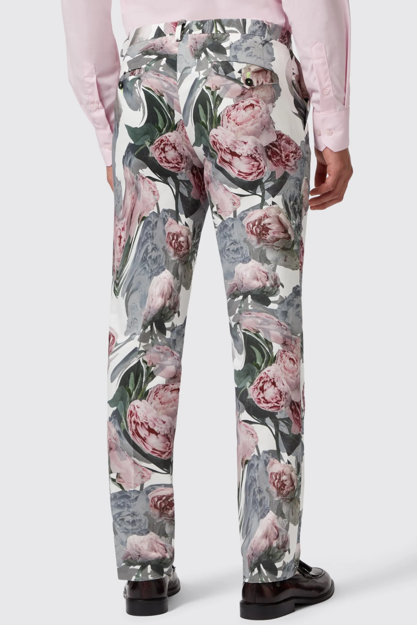 Dali Skinny Fit White Cotton Floral Suit