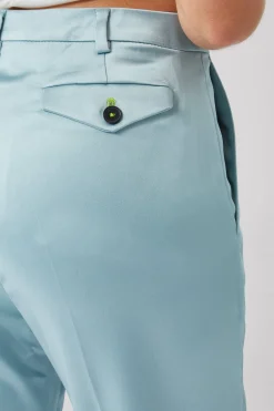 Draco Skinny Fit Aqua Blue Sateen Trousers