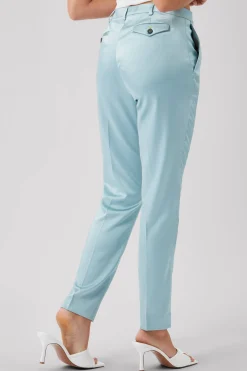 Draco Skinny Fit Aqua Blue Sateen Trousers