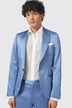 Draco Skinny Fit Blue Sateen Suit