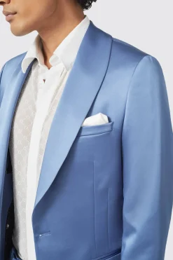 Draco Skinny Fit Blue Sateen Suit