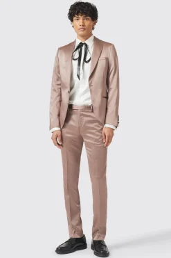 Draco Skinny Fit Rose Gold Sateen Suit
