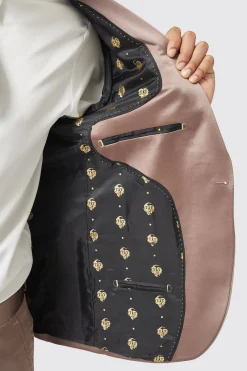 Draco Skinny Fit Rose Gold Sateen Suit