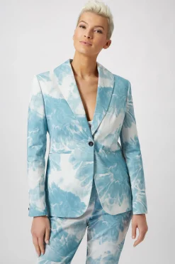 Dresden Skinny Fit Blue Floral Cotton Jacket