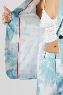 Dresden Skinny Fit Blue Floral Cotton Jacket