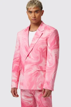 Drogba Oversized Pink Abstract Cotton Jacket