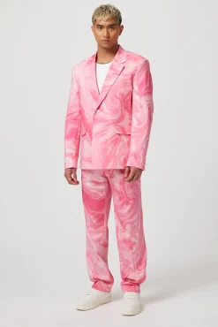 Drogba Oversized Pink Abstract Cotton Trousers