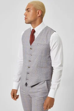 Earlswood Slim Fit Grey Check Waistcoat