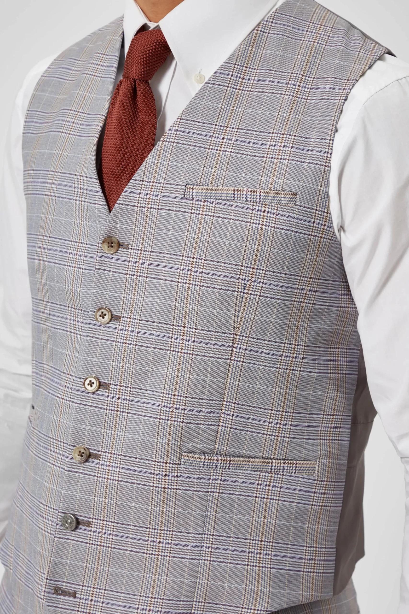 Earlswood Slim Fit Grey Check Waistcoat