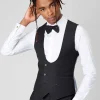 Ellroy Skinny Fit Black Wool Waistcoat
