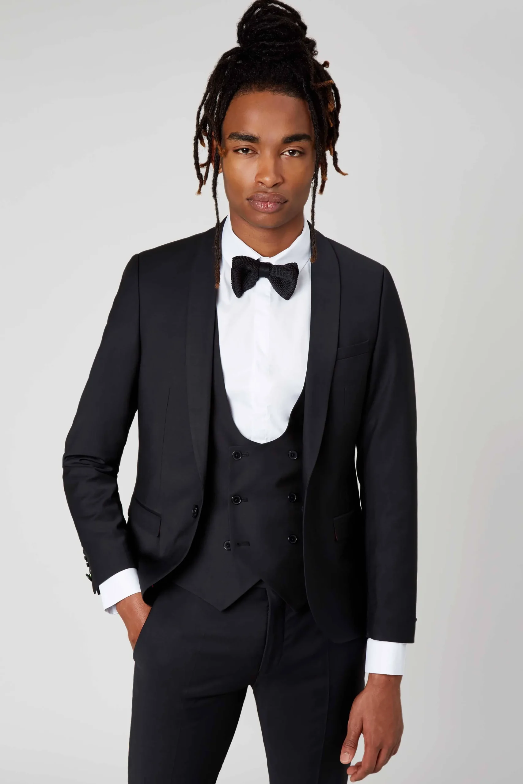 Ellroy Skinny Fit Black Wool Suit