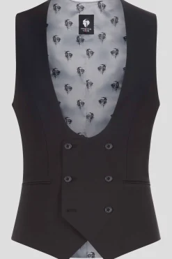 Ellroy Skinny Fit Black Wool Waistcoat