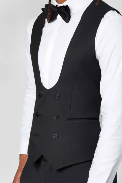 Ellroy Skinny Fit Black Wool Waistcoat