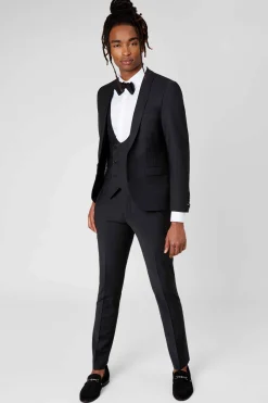 Ellroy Skinny Fit Black Wool Waistcoat
