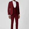 Ellroy Skinny Fit Red Wool Suit
