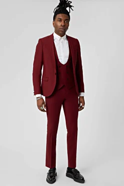 Ellroy Skinny Fit Red Wool Suit