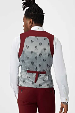 Ellroy Skinny Fit Red Wool Waistcoat