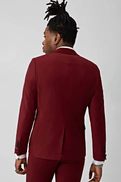 Ellroy Skinny Fit Red Wool Suit