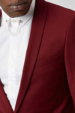 Ellroy Skinny Fit Red Wool Suit