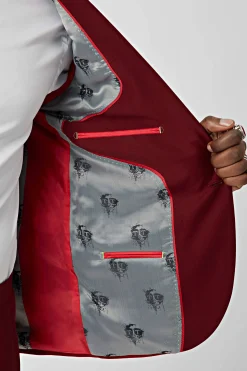Ellroy Skinny Fit Red Wool Suit