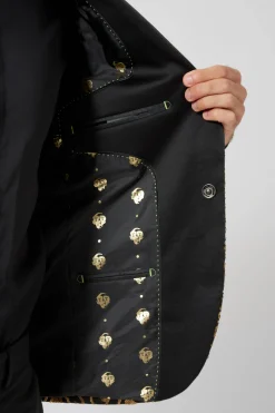 Emiliano Skinny Fit Gold Floral Sequin Jacket