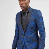 Ersat Skinny Fit Blue Floral Tuxedo Jacket