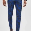 Ersat Skinny Fit Blue Floral Tuxedo Trousers