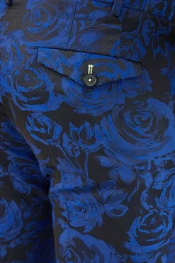 Ersat Skinny Fit Blue Floral Tuxedo Trousers