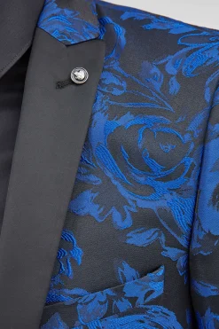 Ersat Skinny Fit Blue Floral Tuxedo Suit