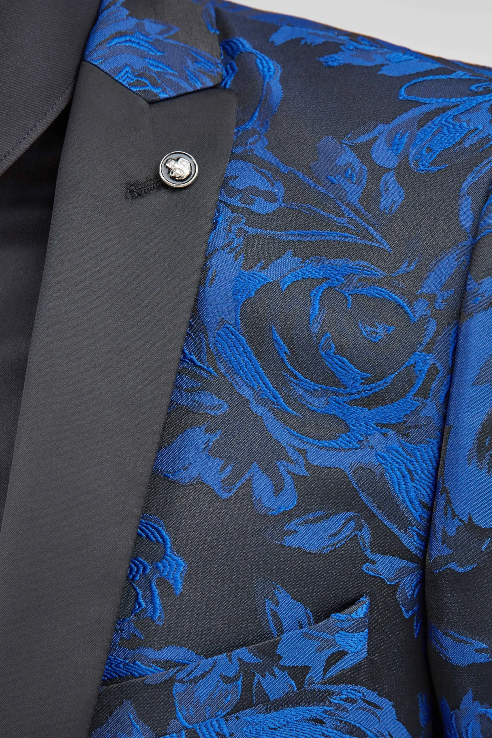 Ersat Skinny Fit Blue Floral Tuxedo Suit