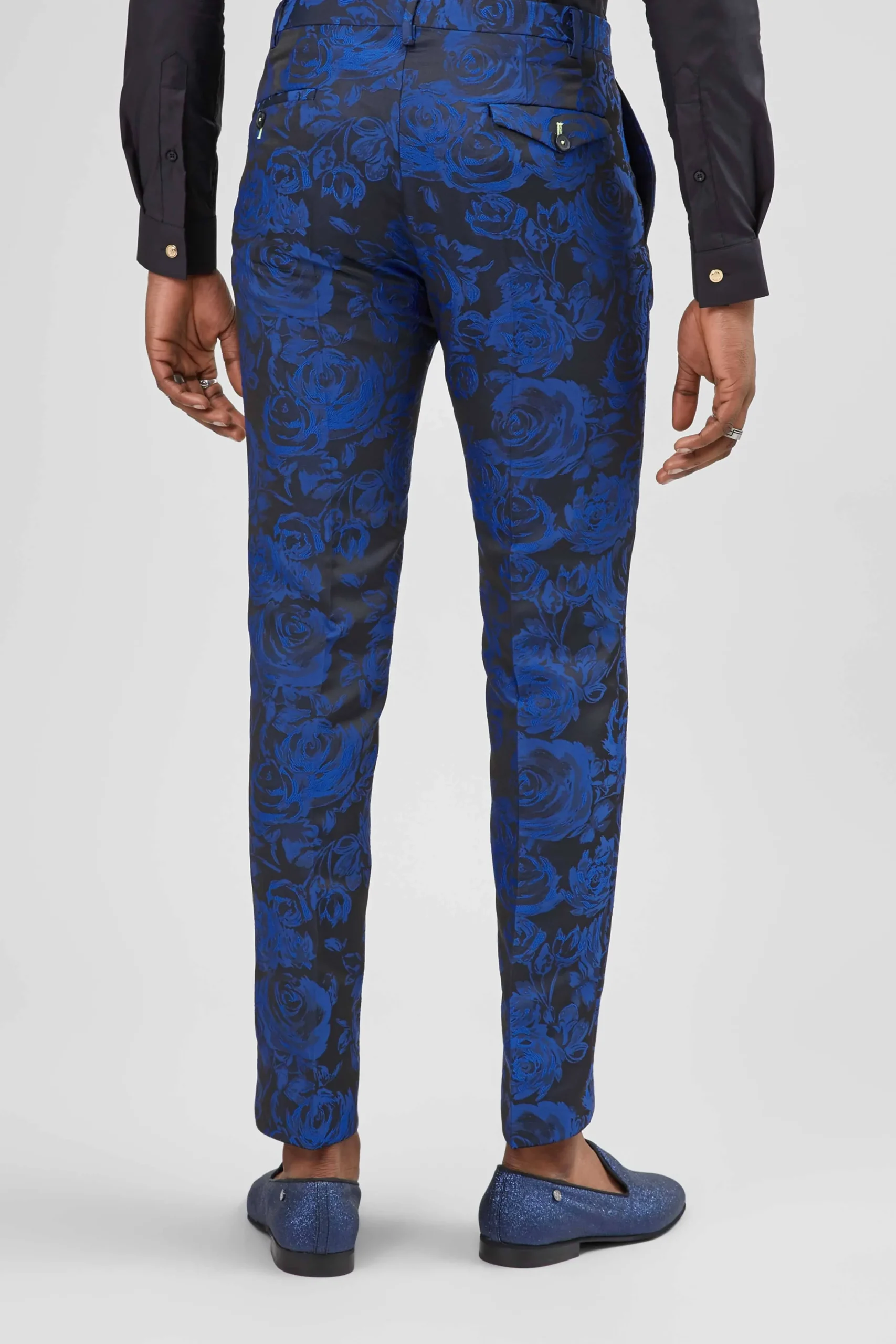 Ersat Skinny Fit Blue Floral Tuxedo Trousers