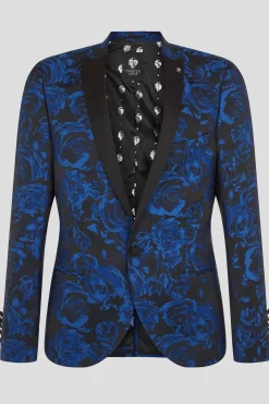 Ersat Skinny Fit Blue Floral Tuxedo Suit