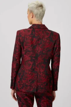 Ersilia Skinny Fit Red Floral Suit