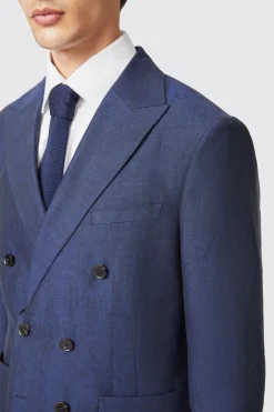 Fairmont Slim Fit Navy Double Breasted Linen Jacket