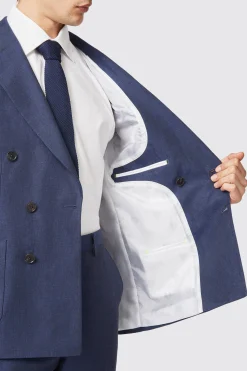 Fairmont Slim Fit Navy Double Breasted Linen Jacket